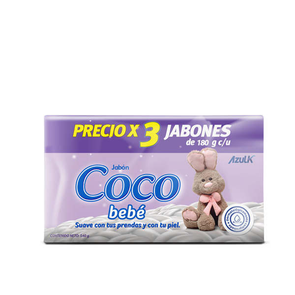 Jabón Coco Bebé 3und x 180 g - Hogar Azulk